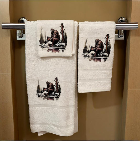 Bathing Bigfoot Wash Rag, Hand Towel