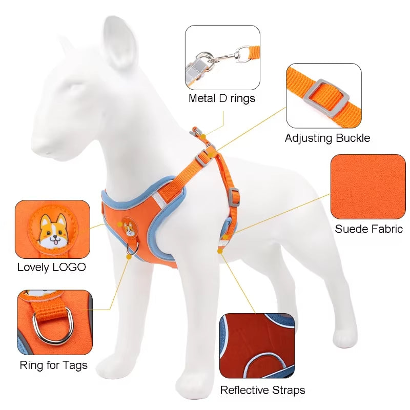Dogs Adjustable Harness Leash Set for Small Medium Dogs Harness Vest