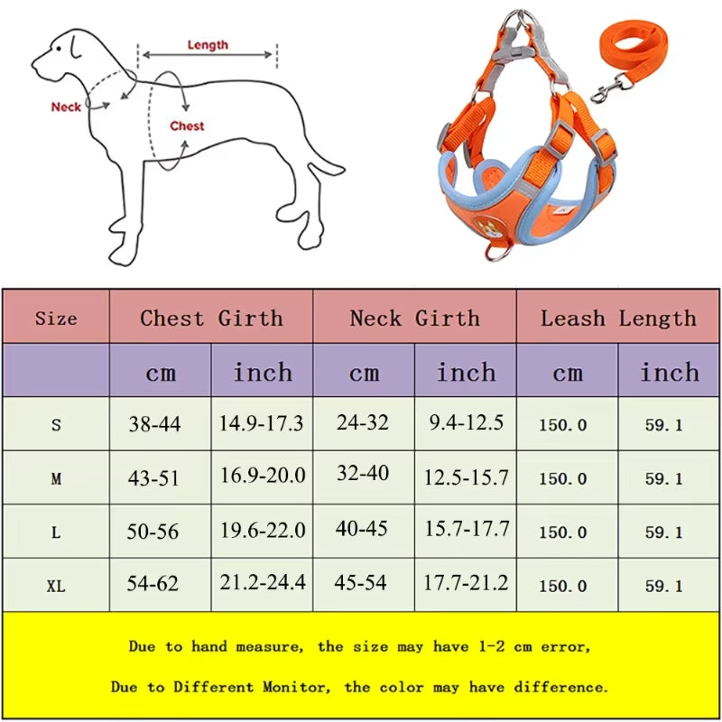 Dogs Adjustable Harness Leash Set for Small Medium Dogs Harness Vest